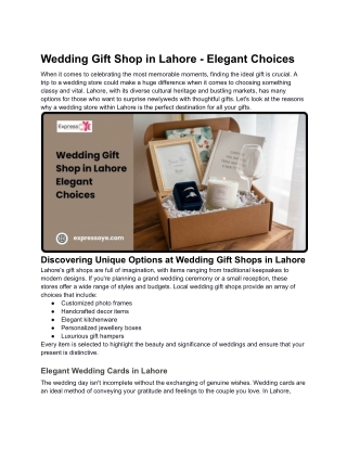 Wedding Gift Shop in Lahore Elegant Choices
