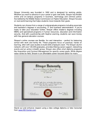 Strayer University Fake Diploma Fake Degree