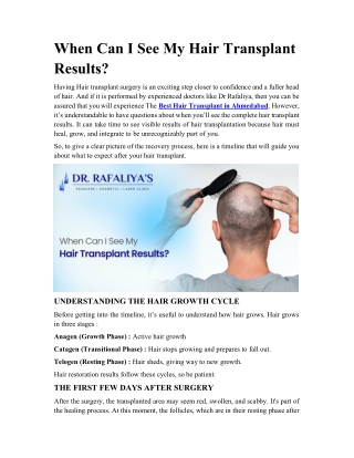 When Can I See My Hair Transplant Results