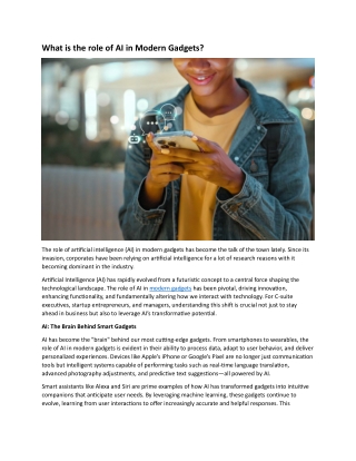 What is the role of AI in Modern Gadgets