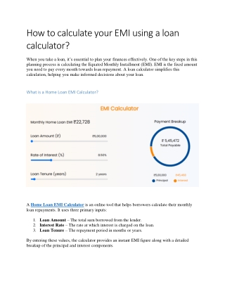 How to calculate your EMI using a loan calculator
