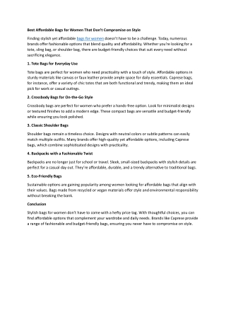 Best Affordable Bags for Women That Don’t Compromise on Style