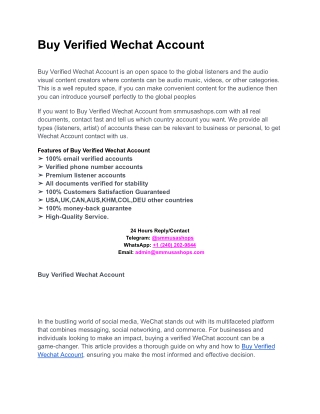 Buy Verified Wechat Account