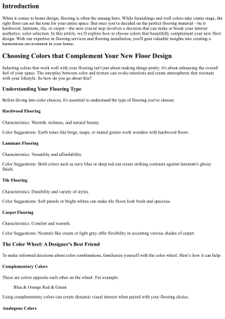 “Choosing Colors that Complement Your New Floor Design”