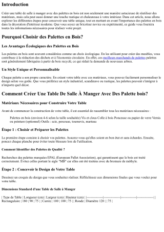 “Comment Créer Une Table De Salle À Manger Avec Des Palette bois?”