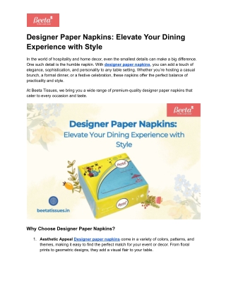 Designer Paper Napkins_ Elevate Your Dining Experience with Style
