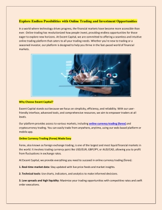 Explore Endless Possibilities with Online Trading and Investment Opportunities