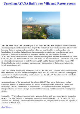 Unveiling AYANA Bali