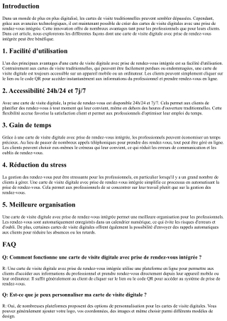 Les avantages d'une carte de visite digitale avec prise de rendez-vous intégrée