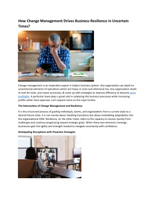 How Change Management Drives Business Resilience in Uncertain Times