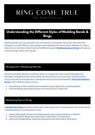 Shop Wedding Bands & Rings For Women | Ring Come True