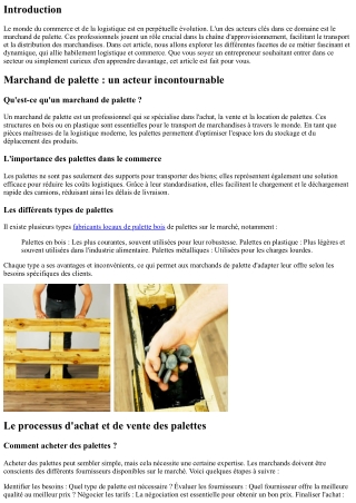 Marchand de palette : entre logistique et commerce