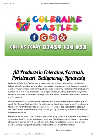Coleraine Castles Bouncy Castles and Inflatables for Hire