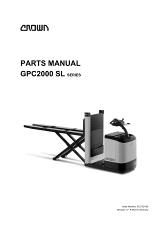 Crown GPC2000 SL Series Lift Truck Parts Catalogue Manual Instant Download