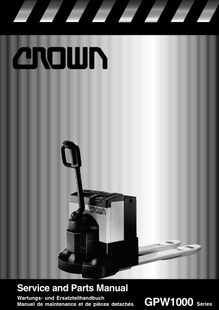 Crown GPW1000 Series Pallet Truck Parts Catalogue Manual Instant Download