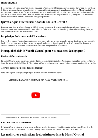 Découverte de l'écotourisme dans le Massif Central : un voyage responsable