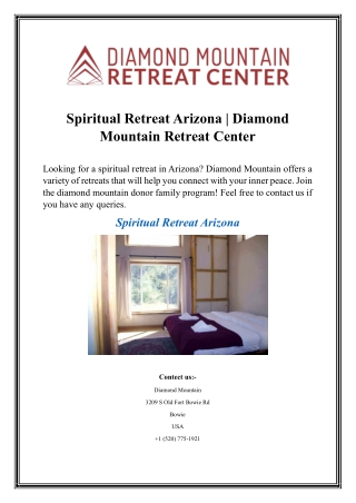 Spiritual Retreat Arizona  Diamond Mountain Retreat Center