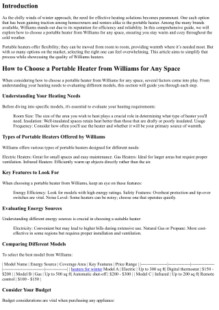 “How to Choose a Portable Heater from Williams for Any Space”