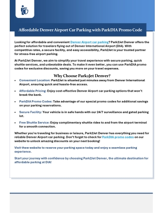 Affordable Denver Airport Car Parking with ParkDIA Promo Code