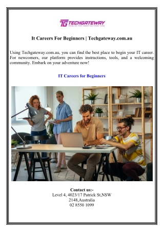 It Careers For Beginners  Techgateway.com.au