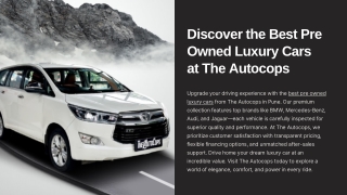 Discover the Best Pre Owned Luxury Cars at The Autocops