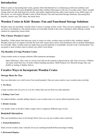 Wooden Crates in Kids' Rooms: Fun and Functional Storage Solutions