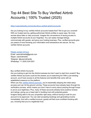 Top 44 Best Site To Buy Verified Airbnb Accounts _ 100% Trusted (2025)