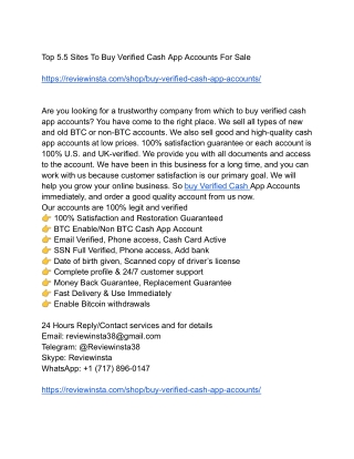 Top 5.5 Sites To Buy Verified Cash App Accounts For Sale