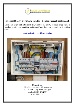 Electrical Safety Certificate London  Londoneicrcertificates.co.uk