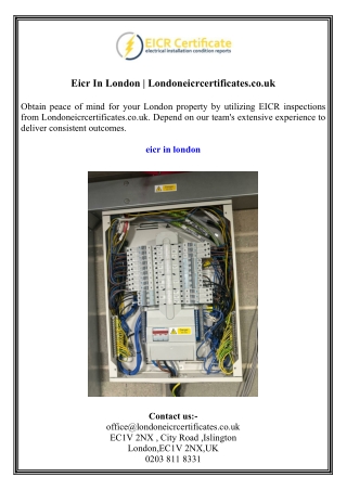 Eicr In London  Londoneicrcertificates.co.uk