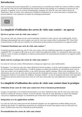 La simplicité d'utilisation des cartes de visite sans contact