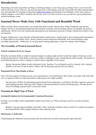 “Seasonal Decor Made Easy with Functional and Beautiful Wood”