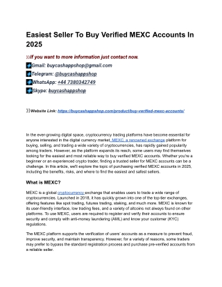 From The old Site in The New Year Buy Verified MEXC Accounts