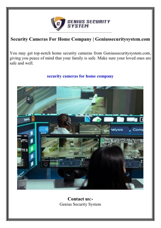 Security Cameras For Home Company  Geniussecuritysystem.com