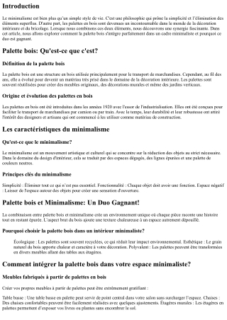 “Palette bois et Minimalisme: Un Duo Gagnant!”