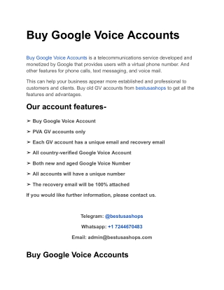 Buy Google Voice Accounts