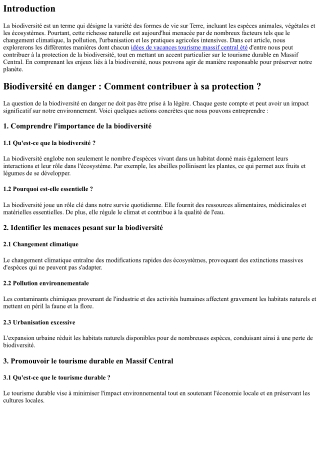 **Biodiversité en danger : Comment contribuer à sa protection ?**