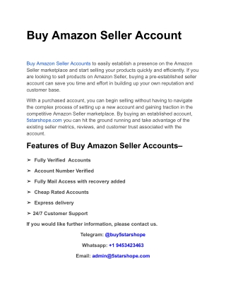 Buy Amazon Seller Account