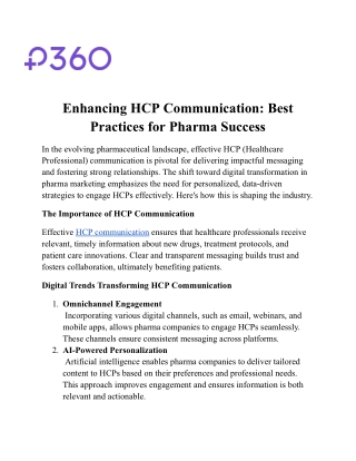Enhancing HCP Communication: Best Practices for Pharma Success