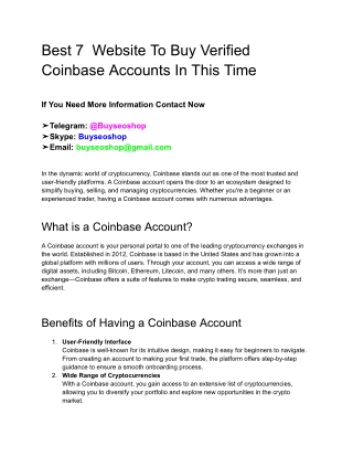Best 7  Website To Buy Verified Coinbase Accounts In This Time