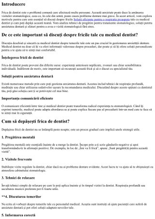 De ce este important să discuți despre fricile tale cu medicul dentist?