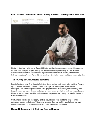 Chef Antonio Salvatore_ The Culinary Maestro of Rampoldi Restaurant