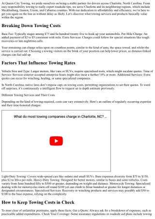 How Much Do Towing Companies Charge in Charlotte?