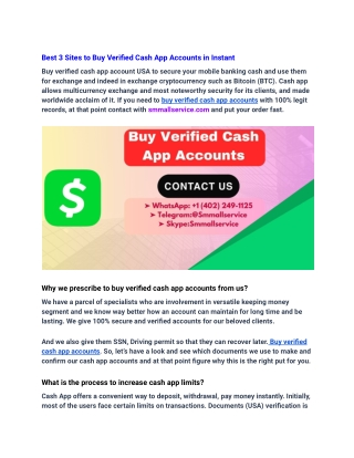 Best 3 Sites to Buy Verified Cash App Accounts in Instant