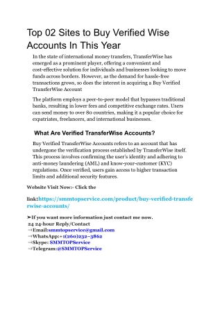Top 02 Sites to Buy Verified Wise Accounts In This Year
