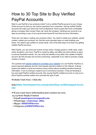 How to 30 Top Site to Buy Verified PayPal Accounts