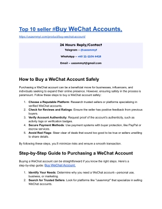 Top 10 seller #Buy WeChat Accounts,