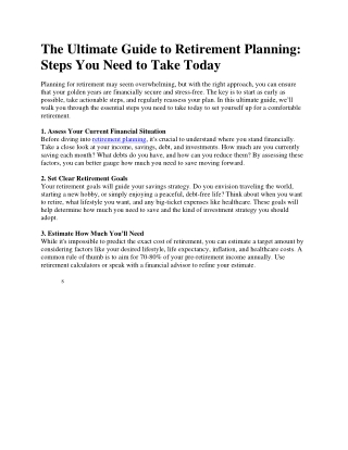 The Ultimate Guide to Retirement Planning Steps You Need to Take Today