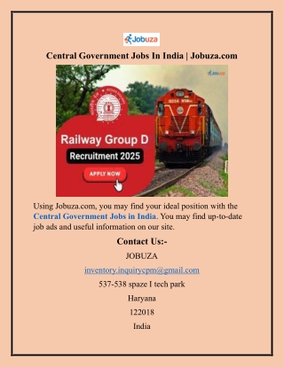 Central Government Jobs In India Jobuza.com
