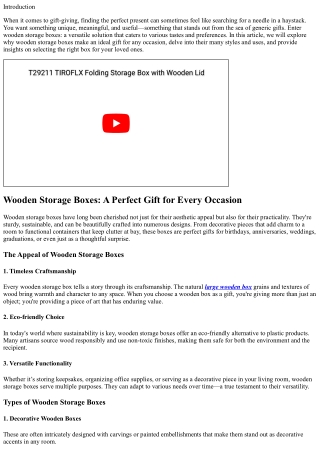 Wooden Storage Boxes: A Perfect Gift for Every Occasion